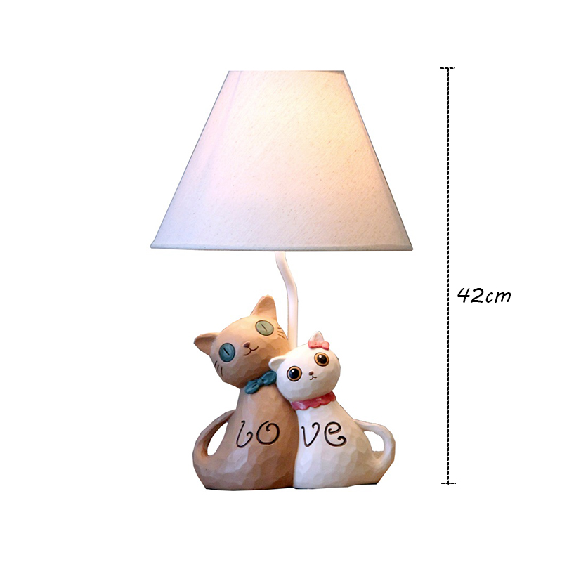 (Entrepôt UE) Moderne Simple Amants chat Créatif lampe de bureau Abat-jour en linge