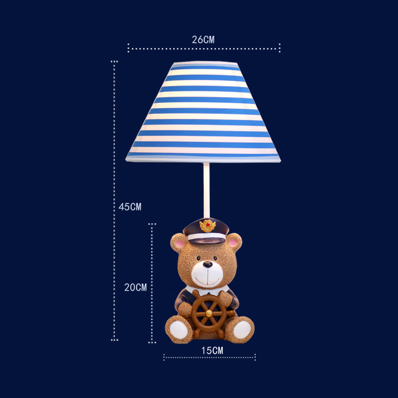 Moderne Simple Lampe de table capitaine de petit ours Abat-jour en linge