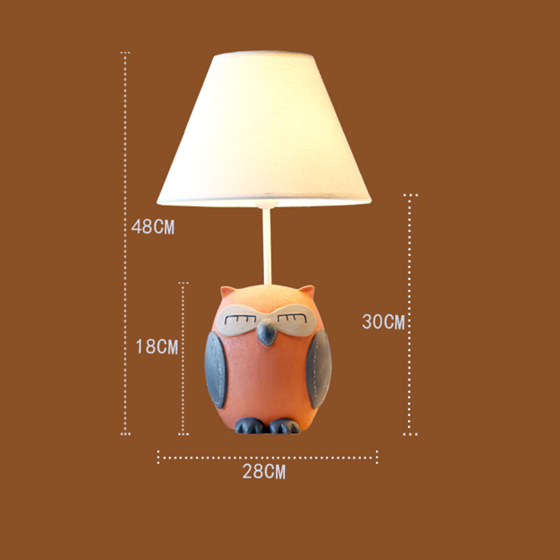 Moderne Simple Lampe de table hibou Abat-jour en linge