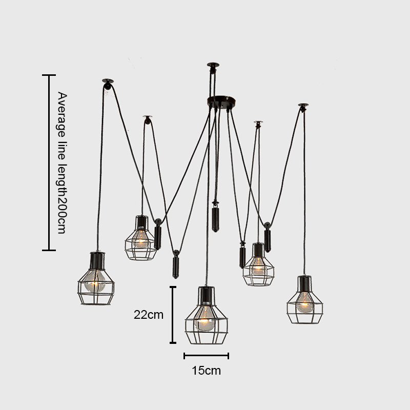 (Entrepôt UE) Lustre plafonnier Style américain campagne industriel rétro rustique Matériel Fer Petit ascenseur cage Chandelier 