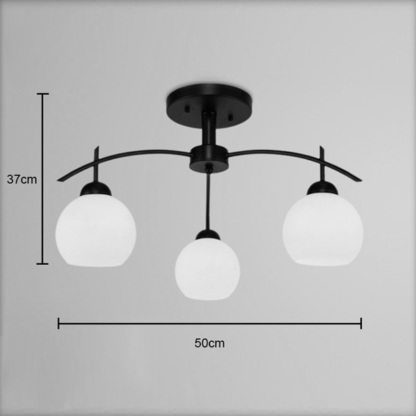 (Entrepôt UE) Luminaire chambre Style américain campagne industriel rétro rustique Blanc lustre à 3 lampes verre ronde suspension