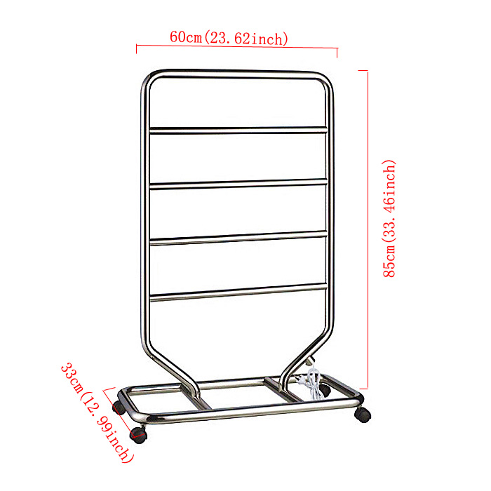 Moderne Simple Argent Mobile en Acier Inoxydable Support de Porte-serviettes Chauffage Electrique 60W