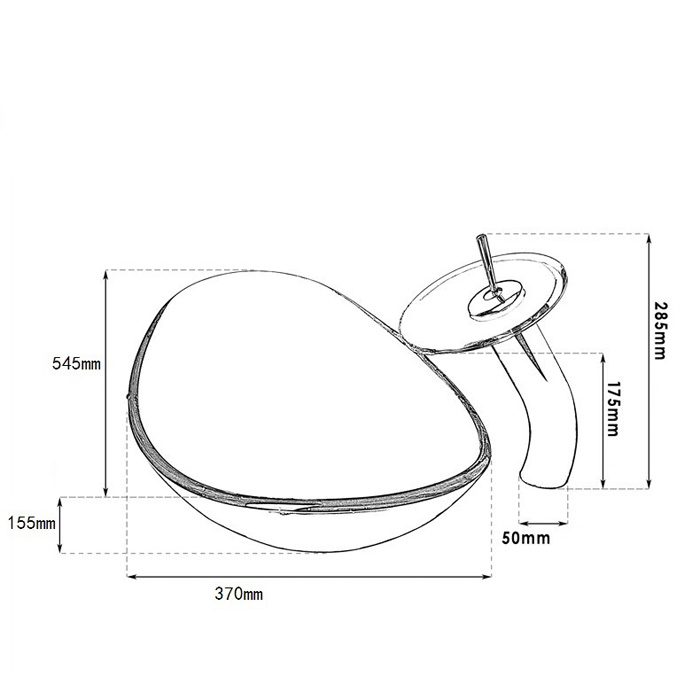 Lavabo en verre trempé avec robinet cascade égouttoir bague de montage